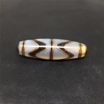 

Inlay Copper Wire Double Tiger Tooth Beads Amulet Tibetan Dzi Beads Magic Stone DIY Beads Free Shipping