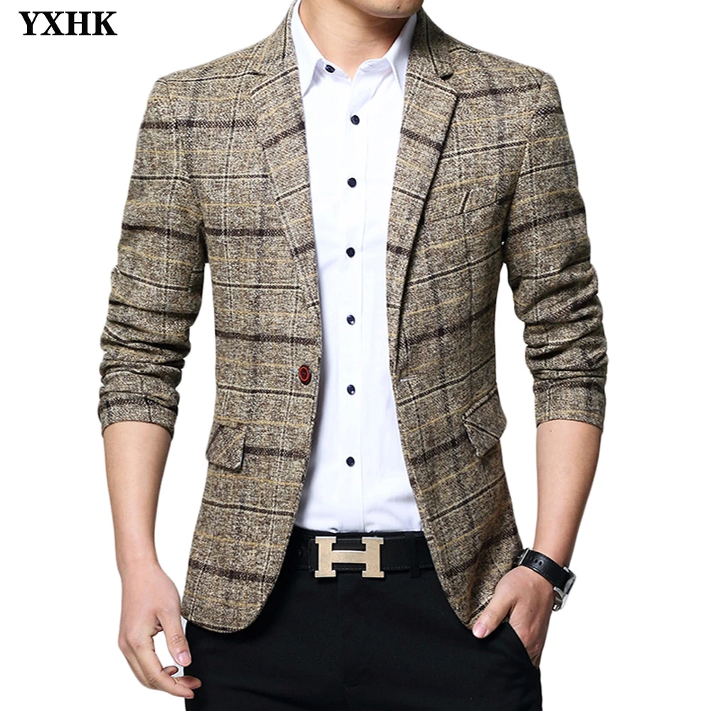 2019 New Brand High Quality Clothing Jacket Men's Plaid Suit Jacket Men Blazer Fashion Slim Male Casual Blazers Men Size M-5XL 2019 New Brand High Quality Clothing Jacket Men's Plaid Suit Jacket Men Blazer Fashion Slim Male Casual Blazers Men Size M-5XL