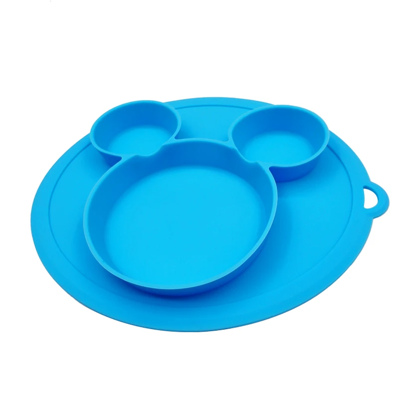 Силиконовая обеденная тарелка для кормления детей, присоска, посуда, чаши, милые BPA Детские тарелки для малышей, твердые Мультяшные Обучающие