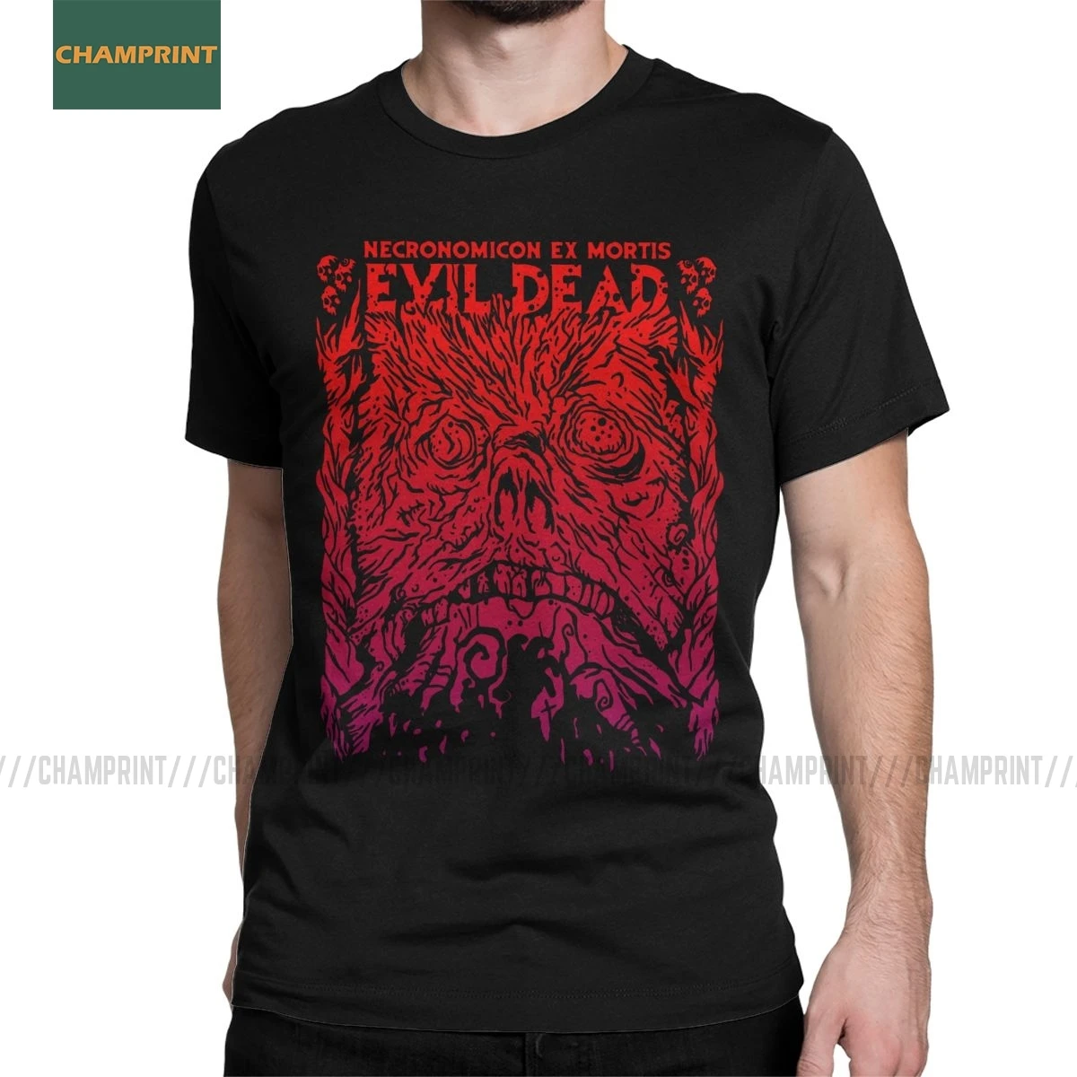 Maglietta Necronomicon Ex Imetis Evil Dead Men Horror R1Raimi Sam Zombie Boomstick Tee Shirt T-Shirt Manica Corta Cotone