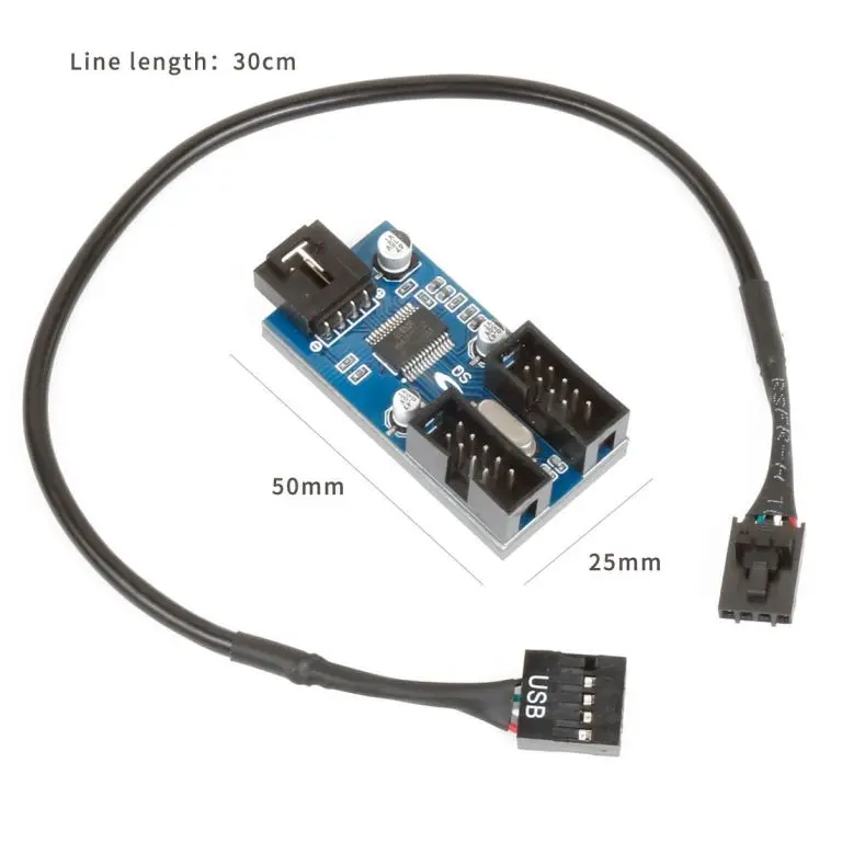 Divisor de interfaz de 9 pines para placa base de XT-XINTE, adaptador de Cable de extensión de 1 a 2, conectores concentradores USB 2,0, 5 uds.