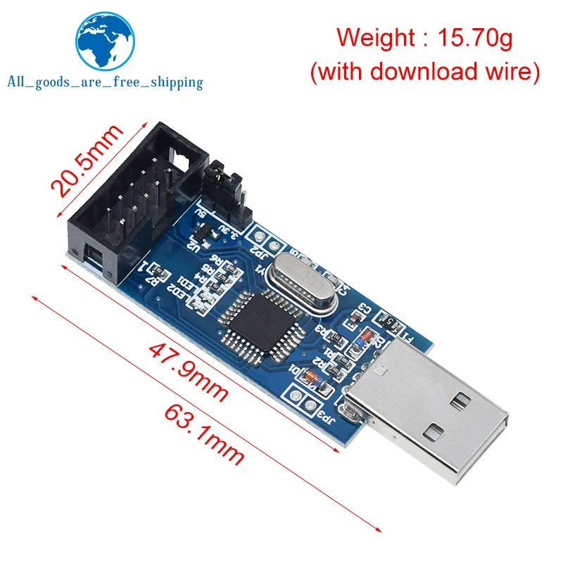 1 комплект USBASP USBISP AVR программист USB ATMEGA8 ATMEGA128 ATtiny/CAN/PWM 10Pin провод модуль DIY + до 6 Pin