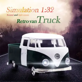 

Green simulation 1:32 sound and light music pull back retro van truck express car alloy model