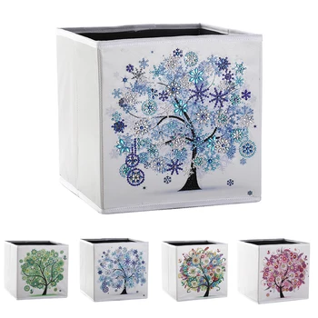 

DIY Diamond Painting Storage Box Tree Pattern Organizer Bin Sundries Container Home Decor for storing pens, brushes