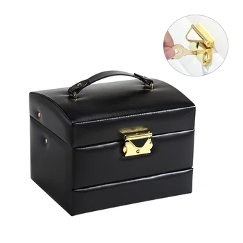 

Travel Jewelry Box Gift Earring Ring Desktop Organizer Portable 3 Layers Display Large Exquisite With Mirror Storage Necklace