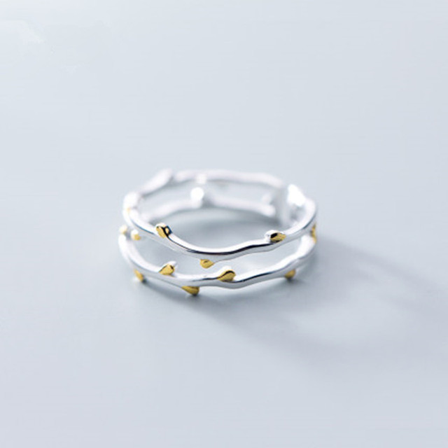 Retro Silver Color Adjustable Opening Ring Creative Feather Butterfly Tree Branch Finger Ring For Women Charm Jewelry