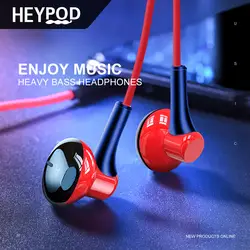 HEYPOD спортивные музыкальные наушники 3,5 мм для huawei, проводные наушники с управлением басами, стерео наушники с микрофоном для iPhone 5 6, Xiaomi, samsung