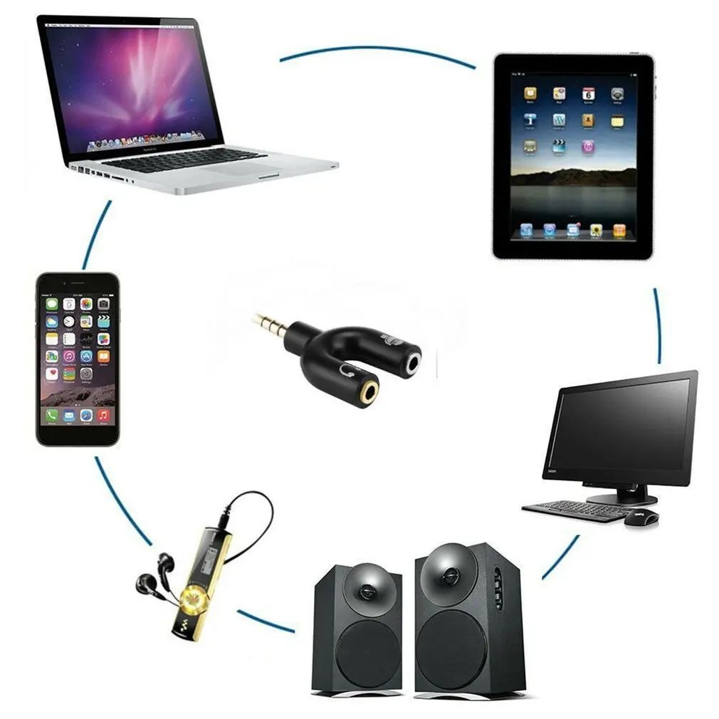 For Xbox One Adapter (TRRS) Headset Headphone Mic 2 to 1 Splitter for PS4 PC Laptop Ear Headset Headphone Audio Adapter