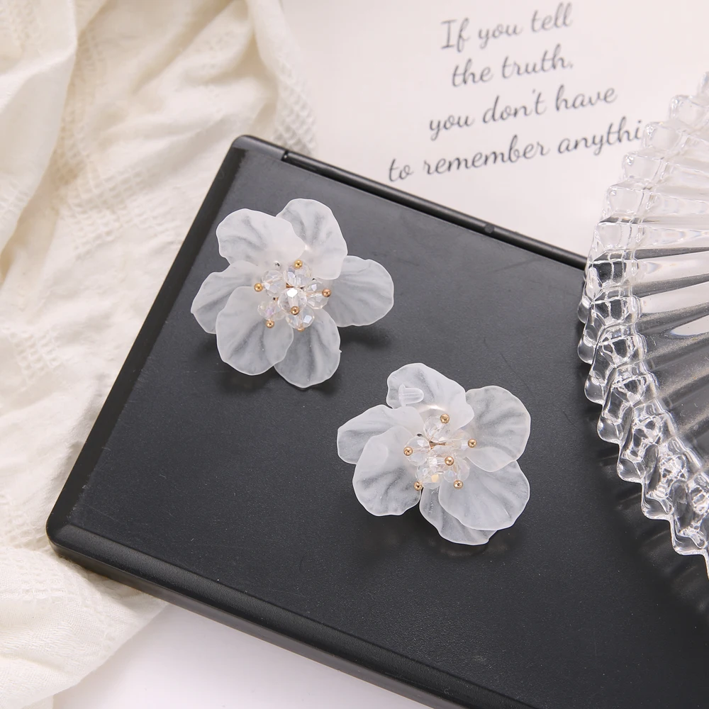 Flower Earrings FNIO Flower Bohemia Boho Earrings Women Fashion Long Hanging Earrings Crystal Female Wedding Earings Party Jewelry