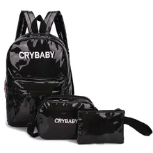

2021 Holographic Laser Backpack Embroidered Patent Letter Hologram Backpack set School Bag
