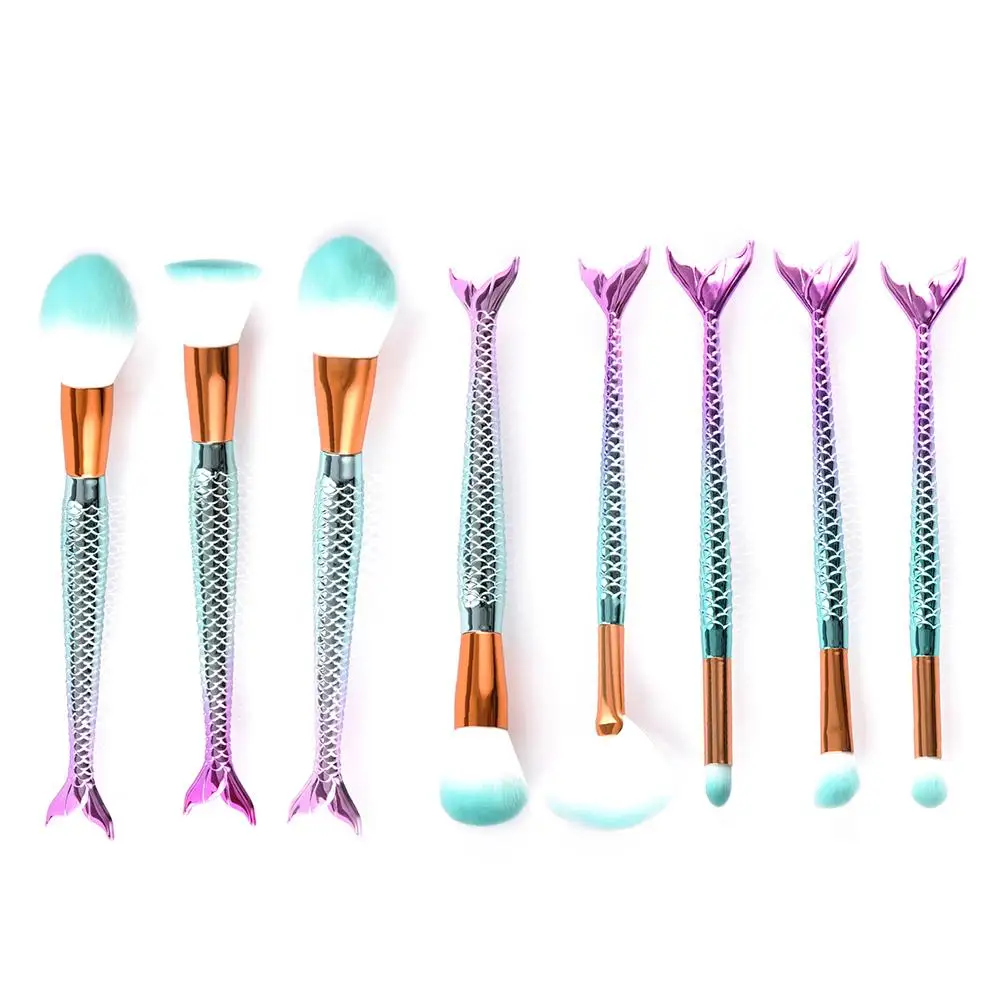 Unique Mermaid Makeup Brush Set EyeShadow Foundation Powder Eyeliner Eyelash Lip Blush Brush Eyeshadow Cosmetic Beauty Tool Kit