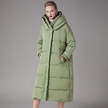 Длинный пуховик на утином пуху, женская зимняя верхняя одежда, пальто, роскошные толстые теплые зимние парки с капюшоном, женское пуховое пальто размера плюс
