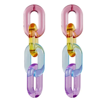

Statement Clear Acrylic Chain Long Earrings For Women Resin Geometric Chain Drop Earrings Boho Party Jewelry Brincos