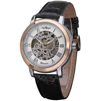 

2020 T-WINNER New Classic Men Gold Color Case Skeleton Mechanical Watch Top Brand Luxury Dial Golden Skeleton Mechanical Watch