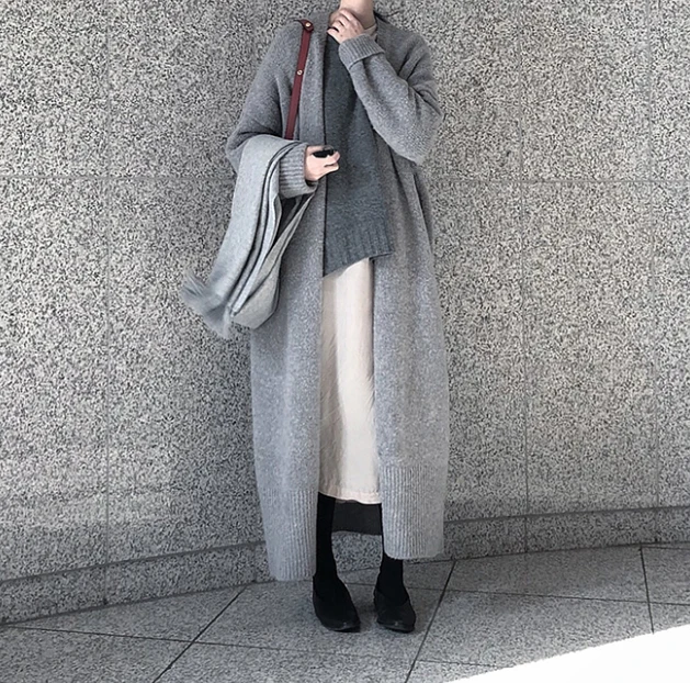 Long Cardigans Autumn Winter Women Knitted Sweater Coat Female Large Size Shawl Cape Jacket Coat Trench Parkas Solid Loose Coats