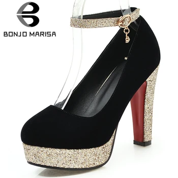 

BONJOMARISA Hot Sale Fashion Glitters Platform Attractive Party Wedding Pumps Women Fashion High Heels Date Shoes Woman