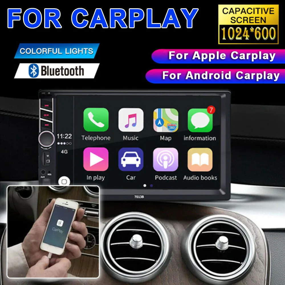 DC 12V автомобильный стерео радио для Apple CarPlay 7," двойной Din Android плеер FM MP5