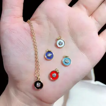 

ST033 Multicolor Epoxy Necklace Round Shape With Cubic Zirconia Necklace Round Necklace Fashion Necklace Jewelry For Women