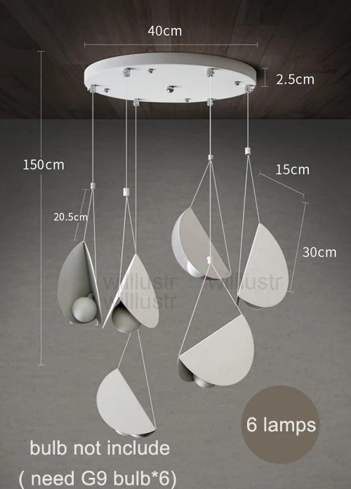6 lamps set Летающий сложенный бумажный металлический подвесной светильник оригами художественный железный подвесной светильник для кафе столовой ресторана бара отеля подвесной светильник ing - Цвет корпуса: 6 lamps set