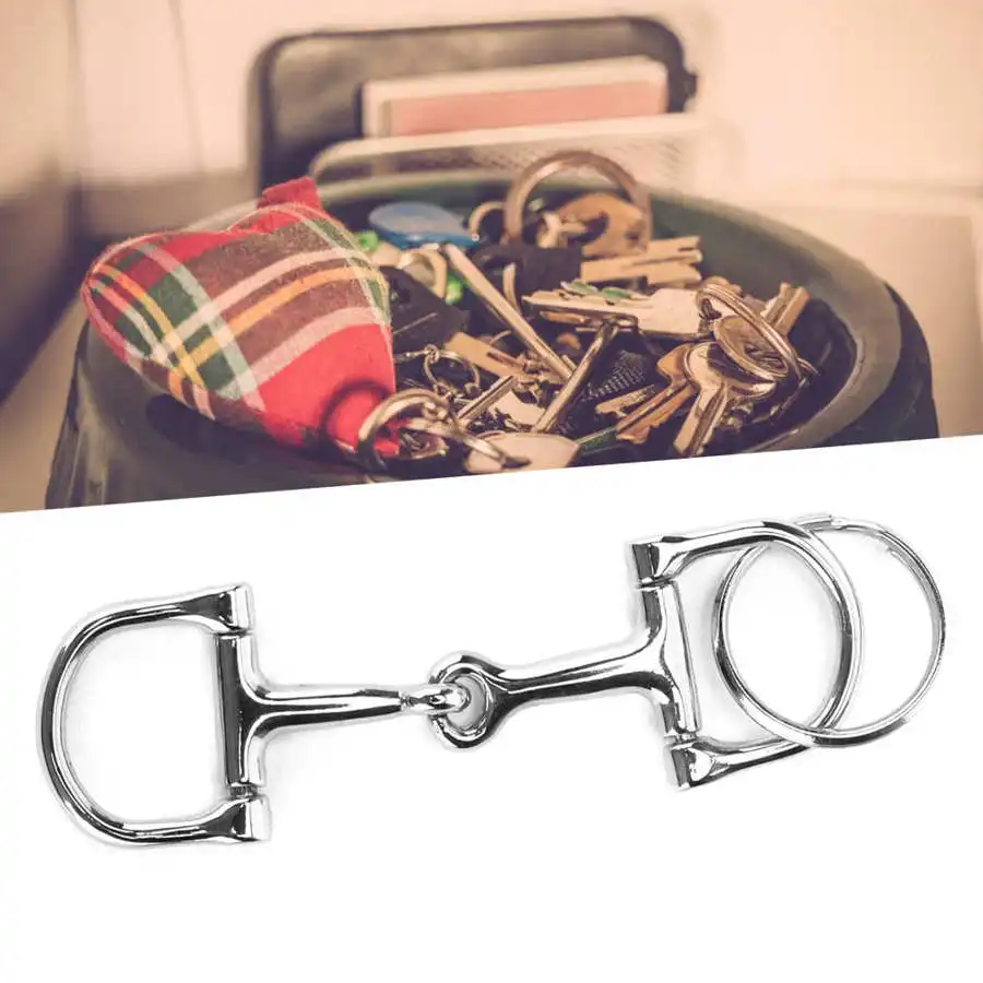 D Shaped Snaffle Keychain Durable Silver D Ring Zine Alloy Horse Snaffle Bits Key Ring Key Chains Accessories 5