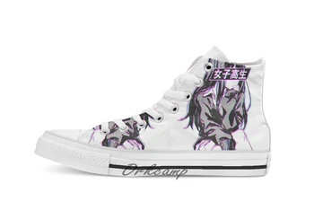 

SCHOOLGIRL Glitch Sad Japanese Anime Aesthetic Custom Casual High Top lace-up Canvas shoes sneakers Drop shipping