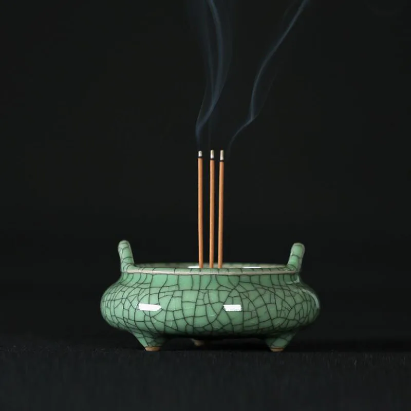 

Ароматическая горелка Longquan Celadon, поделка Будды из сандалового дерева, курильница для гостиной, домашний декор