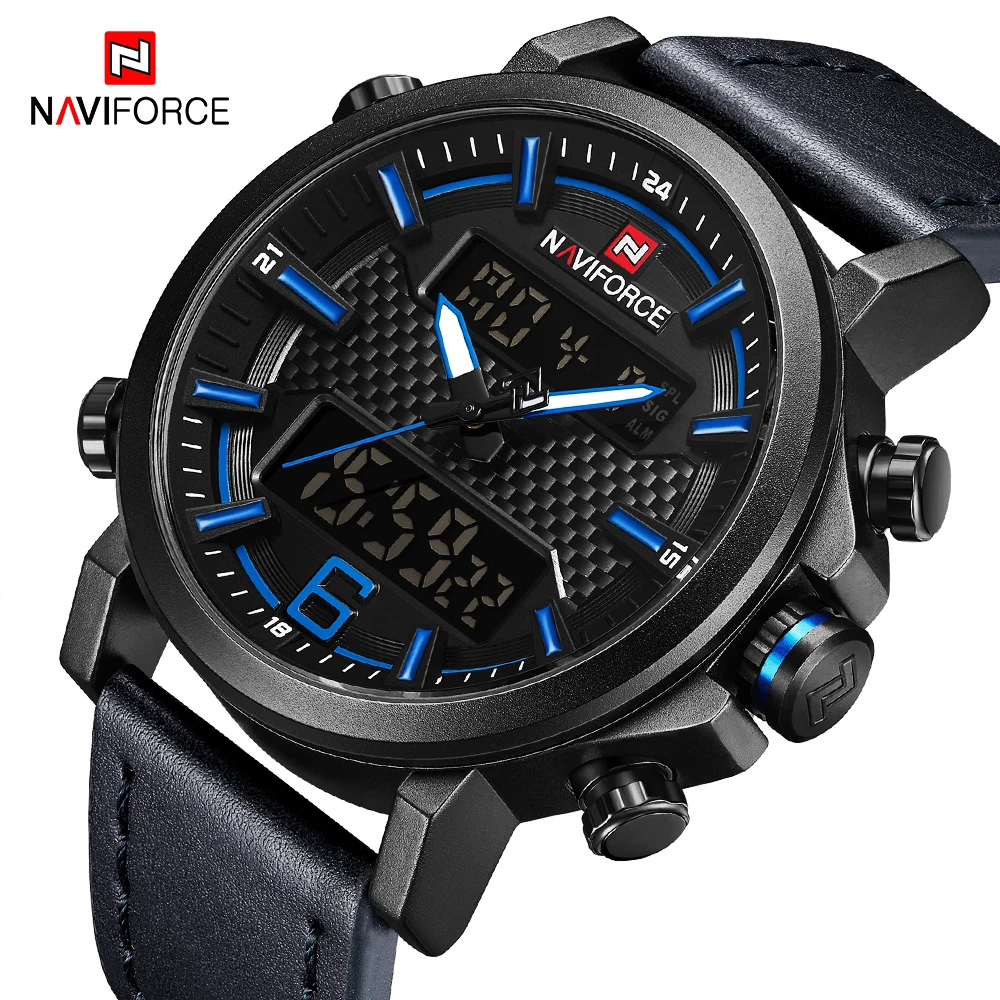 Часы naviforce модные мужские часы в стиле милитари calacatta двух часовые