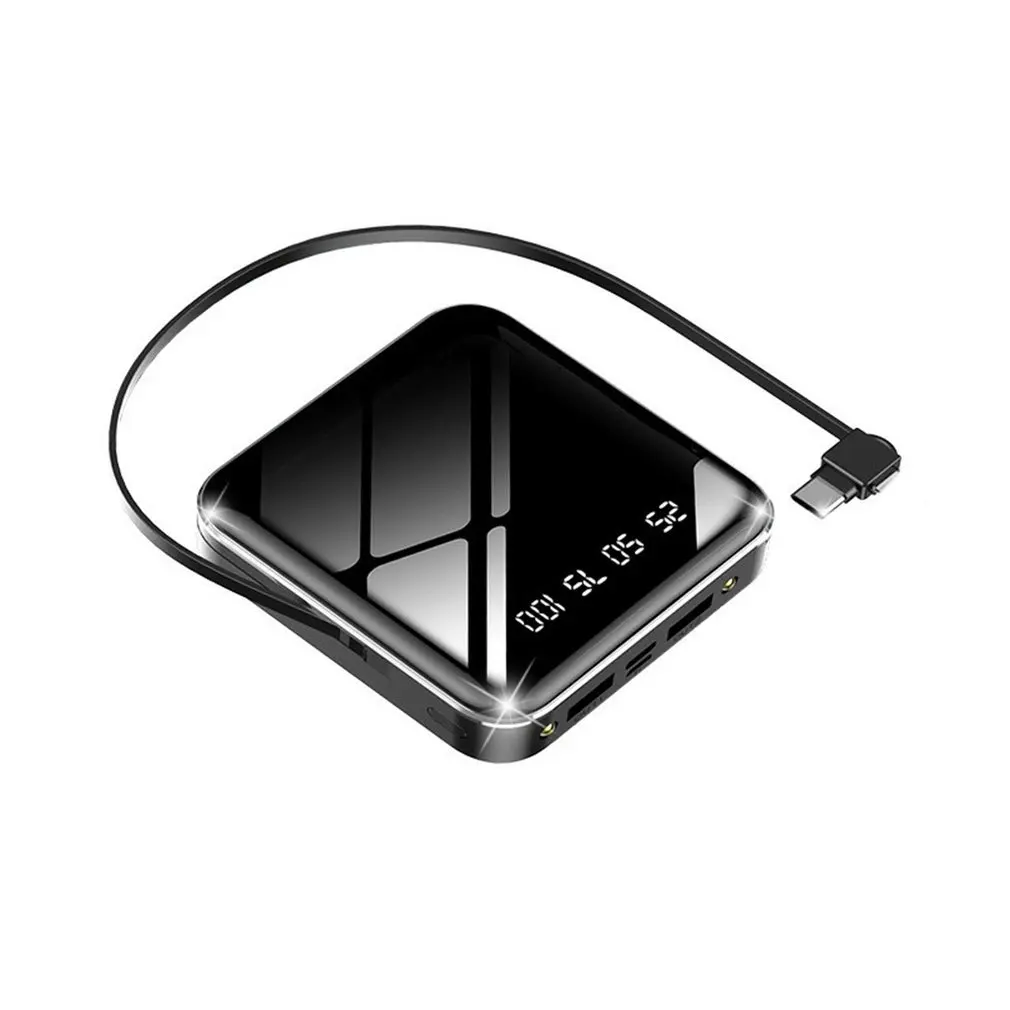 10000mah 20000mAh Power Bank With Cable Digital Display Mini Mirror Powerbank with 3in 1 Cable Portable Bank 10000mah 20000mAh Power Bank With Cable Digital Display Mini Mirror Powerbank with 3in 1 Cable Portable Bank