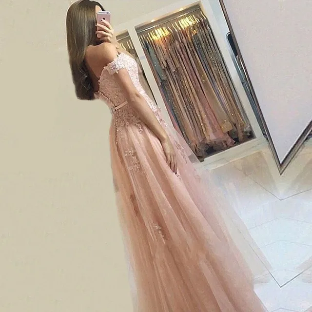 $US $79.80 2020 New Elegant Off the shoulder Lace Appliques Tulle Evening Dresses Party Prom Dresses Formal Gowns Plus size Long Dresses