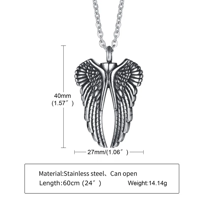 Angel Wing Cremation Urn Pendant Kitty Memorial