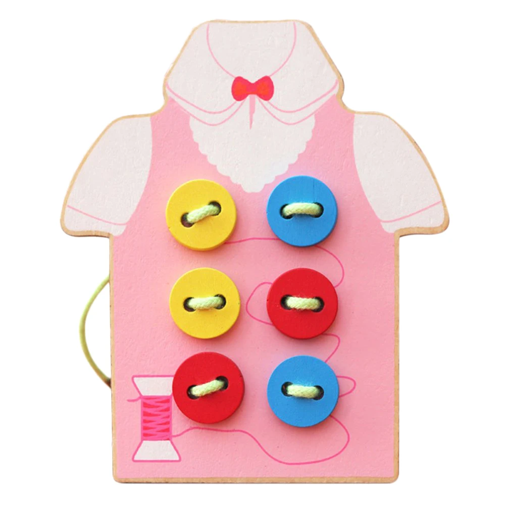 

Kids Montessori Educational Toys Children Wooden Beads Lacing Board Toys Toddler Sew On Buttons Early Education Puzzle Toy #10