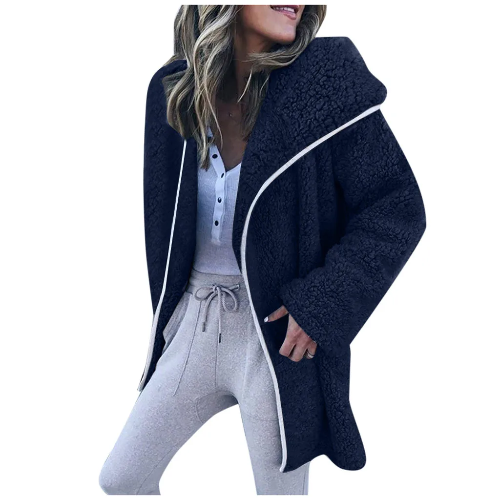 Femme Hiver элегантное кашемировое пальто для женщин, зимний свитер с длинным рукавом, повседневная куртка, пальто для женщин, зимнее длинное однотонное пальто оверсайз