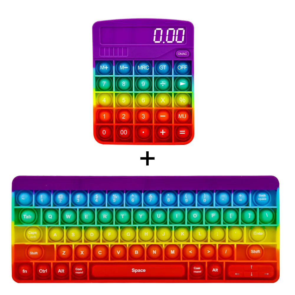 Push Pops System Bubble Calculator Keyboard Rainbow Fidget Toys Sets Autism Special Needs