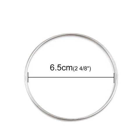 Stainless Steel Bangles Bracelets Rose Gold Silver Color Round Jewelry For Women Men Gifts 22cm - 18.5cm Long, 1 PC