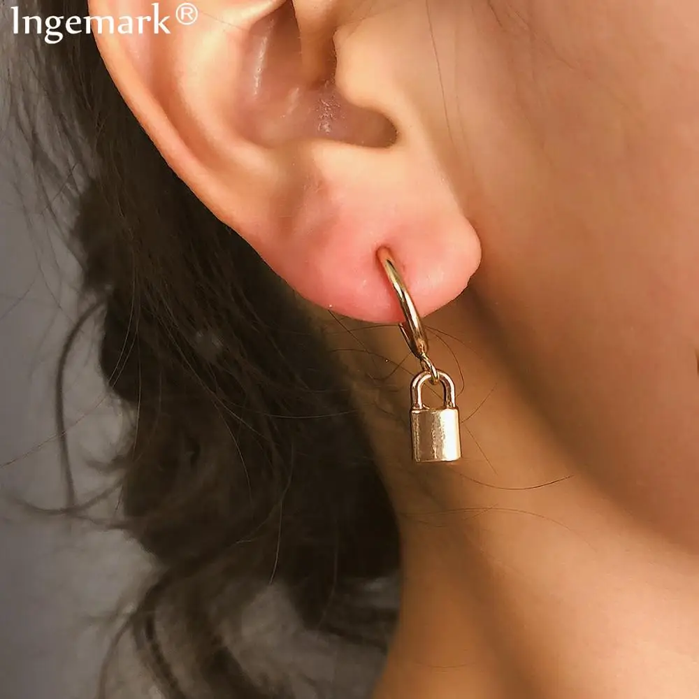 

Ingemark Bohemian Lock Shape Clip Earring for Women Lady Beach Minimalist Golden Sliver Round Drop Earring Party Jewelry 2019