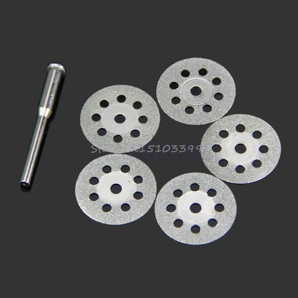 5PCS 22mm Mini Sharp Rotary Diamond Cutting Discs Disks Dremel Tools With A Rod Drop Ship