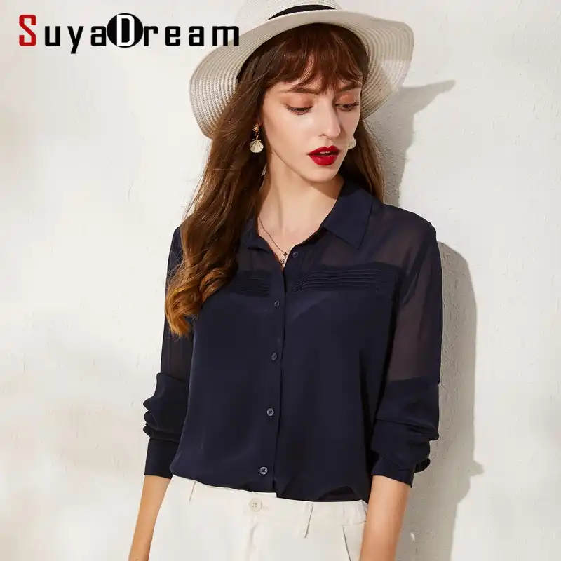 blusas de seda manga larga