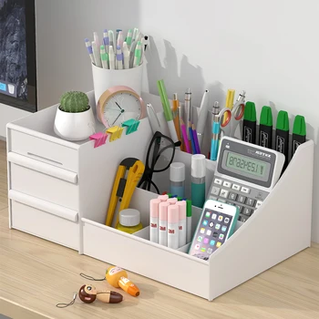 

1Pcs Desktop Organizer Storage Case Make-up Organizer with 2 Drawer for Bedroom Vanity Table Dormitory Accessories A50