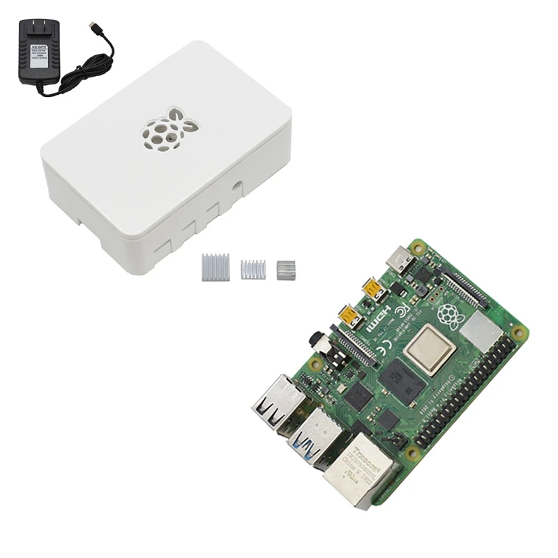 Для Raspberry Pi 4 Модель B ABS чехол 4G Оперативная память DIY Kit с белым радиатора 5V 3A Мощность адаптер для Raspberry PI 4B