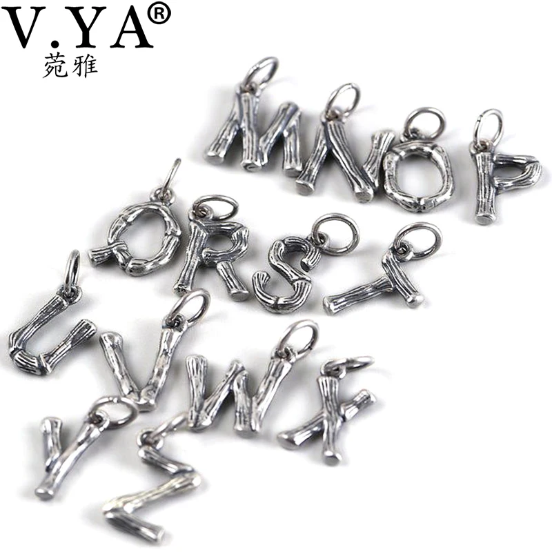 V. YA подлинное 925 пробы Серебряное 26 ожерелье с подвеской в виде алфавита лавы ожерелье с большой буквой для мужчин и женщин