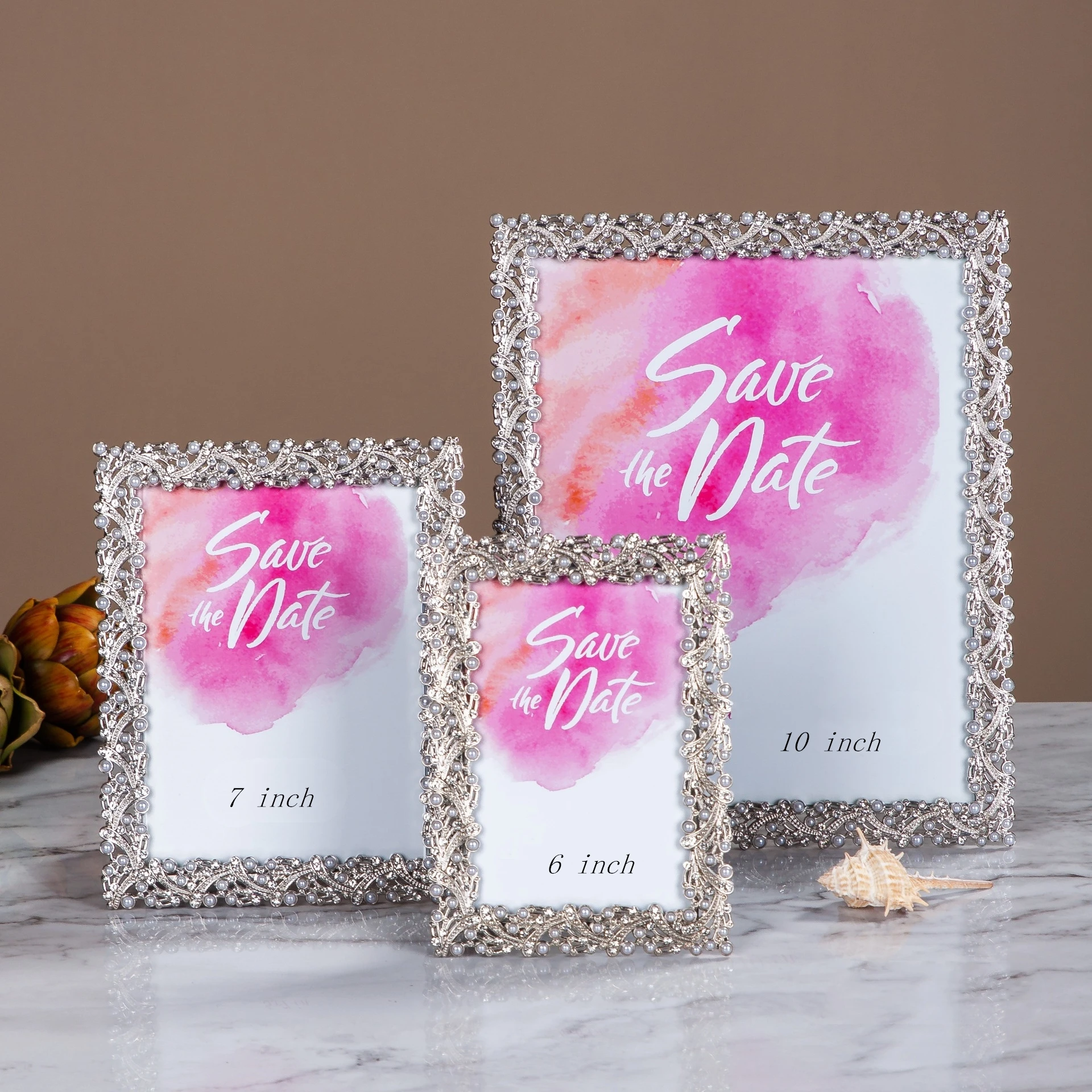 

6/7/10 Inch Modern Creative Photo Frame With Diamond Living Room Ornaments