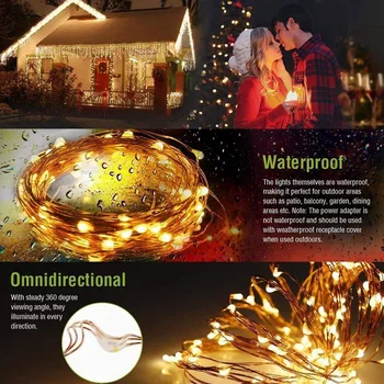 

Copper Wire Garland Lamp LED Fairy Solar String Light for Outdoor Wedding Party Romantic Holiday Lights Outdoor Lighting