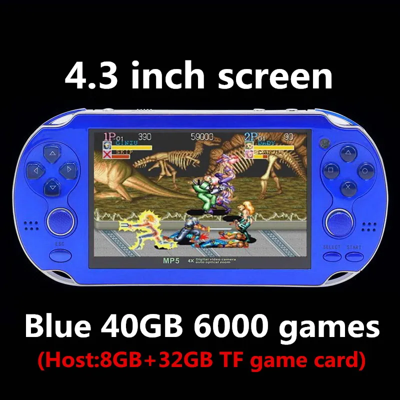 4.3blue 6000 games JXD классический Ностальгия Большой Рокер ретро мини игровой автомат построить в 9000 аркадная игра neogeo/cp1/cp2/gbc/gb/ - Цвет: 4.3blue 6000 games
