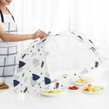 

Folding Dish Cover Kitchen Meals Cover Foldable Gauze Table Cover Anti-Fly Cover Household Round Rice Cover Kitchen Tools