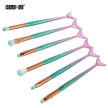 

6Pcs Pro Mermaid Cosmetic Makeup Brushes Set Tool Eyeshadow Eyeliner Eyebrow Concealer Lip Eyes Beauty Make Up Brush Kits hot