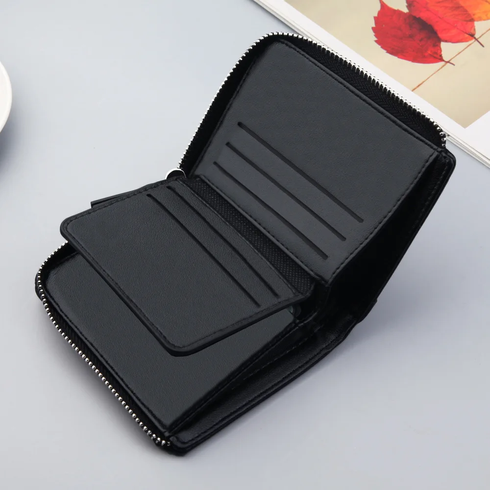 wallet for men short Casual carteras Short Wallets PU Leather Male  billetera hombre luxury small Zipper coins bag cartera hombr - 4