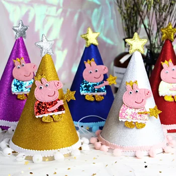 

Peppa Pig Children Hat Birthday Party Hat Cute Cartoon Anime Paper Party Decoration Supplies Children's Favorite Gifts