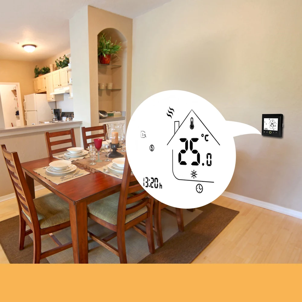 

Hot BHT-002GA 3A Water Heating Thermostat with Touchscreen LCD Display Energy Saving Smart Thermostat Temperature Controller