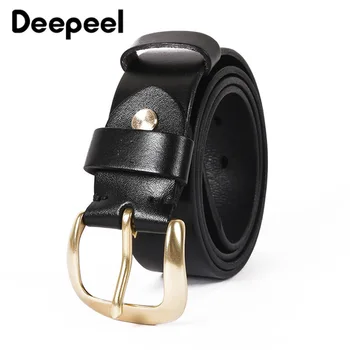 

Deepeel 1pc 3.8*105-125cm Hight Quality Pure Copper Pin Buckle First Layer Cowskin Leather Belt Men Fashion Waistband YB384