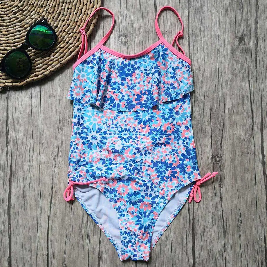 Цельный купальный костюм детская одежда для плавания с принтом для девочек от 3 до 10 лет купальный костюм с открытой спиной для маленьких девочек Монокини, детская одежда для плавания - Цвет: Blue